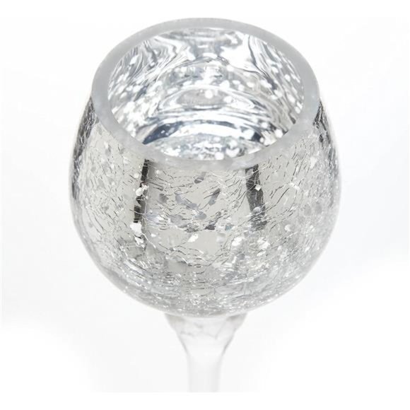 Set of 3 Crackle Metallic Glass Tealight Holders - 12 Inch, 10 Inch,9 Inch Ideal - Picture 2 of 7